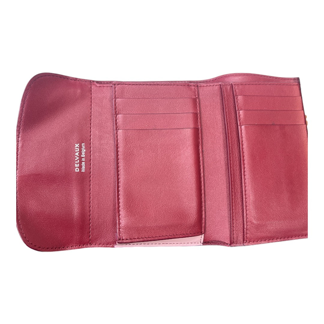 DELVAUX Brillant Compact Wallet Pink Calf Leather - Moda Consignment