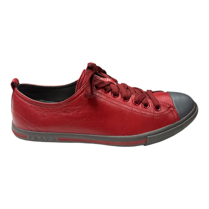 Prada red leather sneakers - Moda Consignment