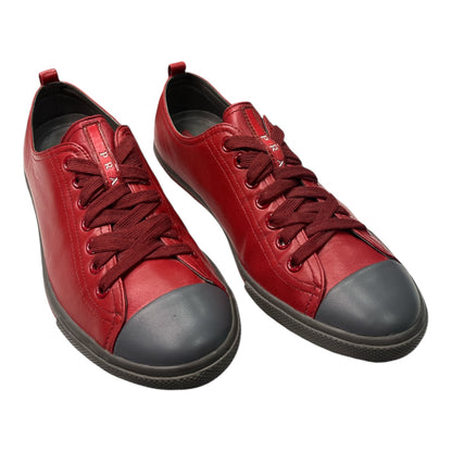 Prada red leather sneakers - Moda Consignment