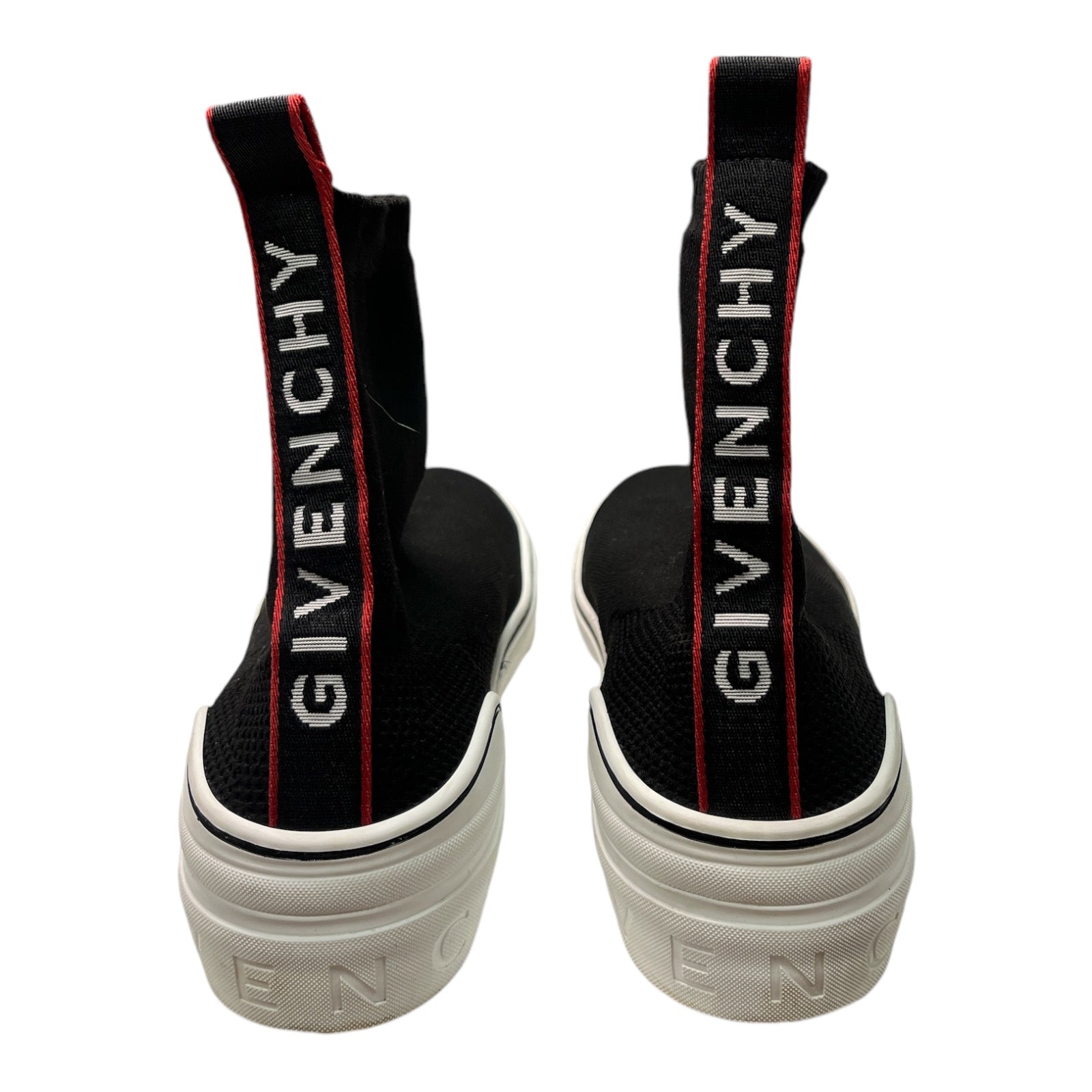 GIVENCHY Black Knit Fabric Slip on Logo Sneakers - Moda Consignment