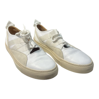 DRIES VAN NOTEN White Leather & Suede Strap Lace Slip-On - Moda Consignment