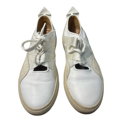 DRIES VAN NOTEN White Leather & Suede Strap Lace Slip-On - Moda Consignment