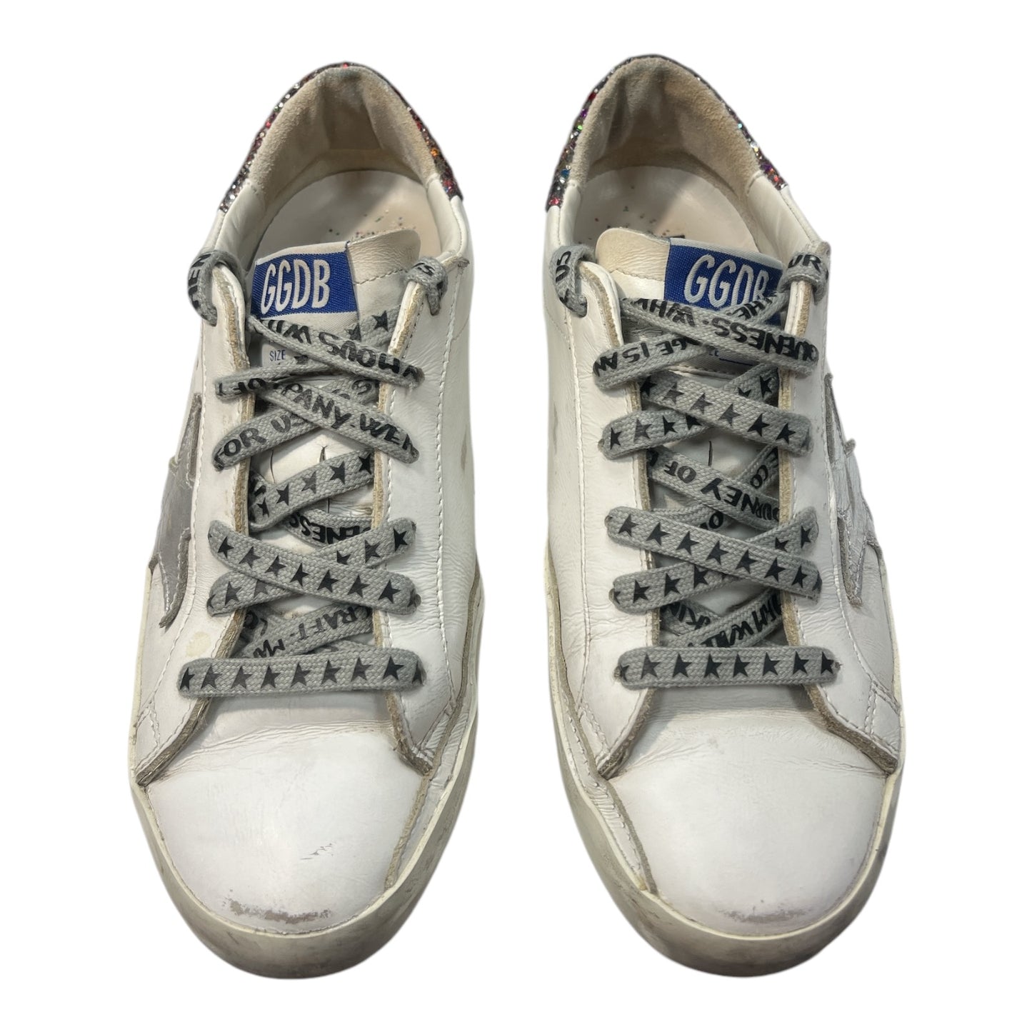 GOLDEN GOOSE Super-Star Leather Sneakers With Glitter - Moda Consignment