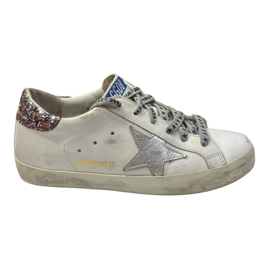 GOLDEN GOOSE Super-Star Leather Sneakers With Glitter - Moda Consignment