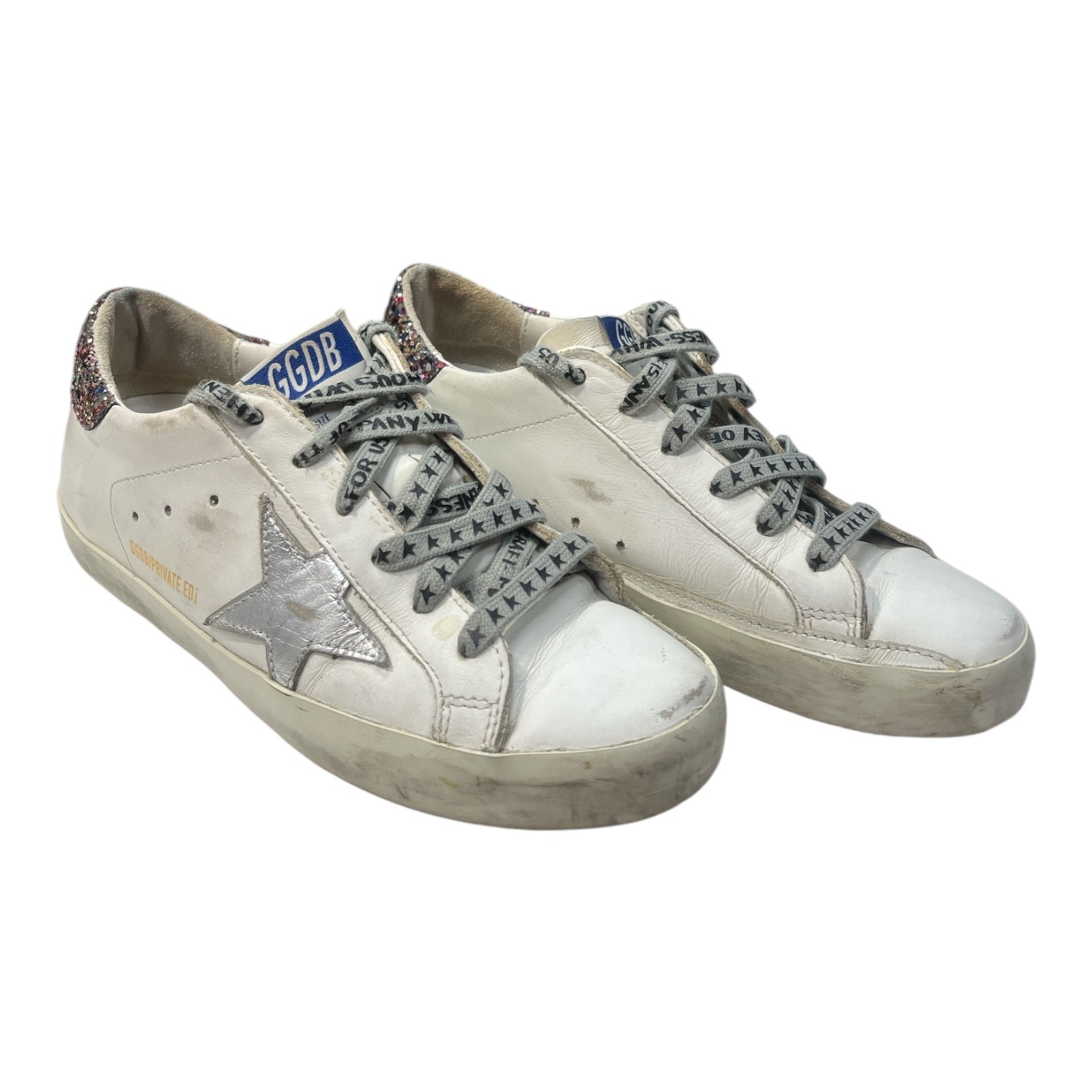 GOLDEN GOOSE Super-Star Leather Sneakers With Glitter - Moda Consignment