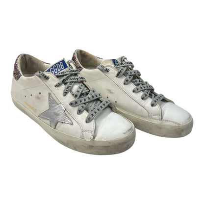 GOLDEN GOOSE Super-Star Leather Sneakers With Glitter - Moda Consignment