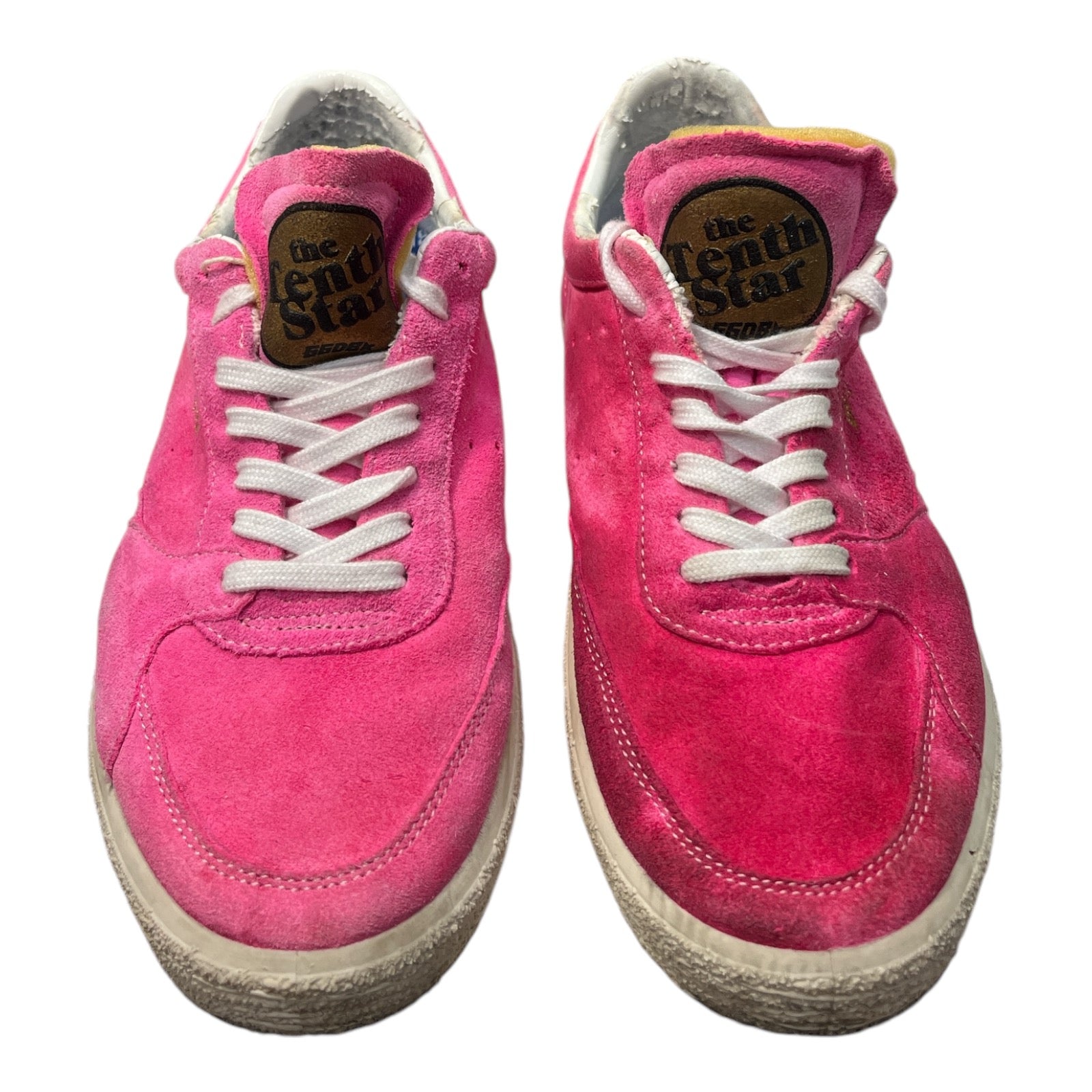 GOLDEN GOOSE The Tenth Star Suede Sneakers In Shocking Pink - Moda Consignment