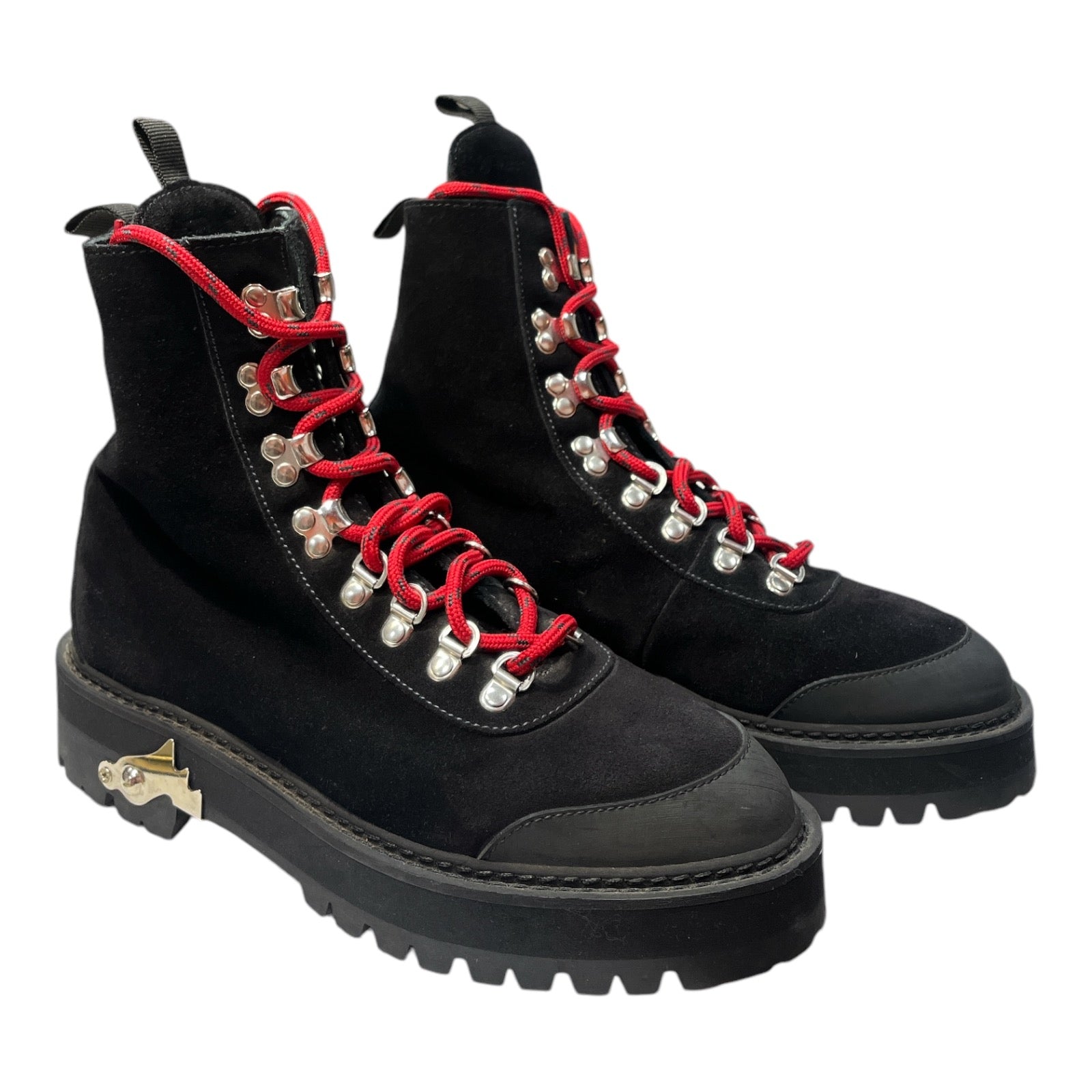 OFF-WHITE Black & Silver Leather Hiking Boot - Moda Consignment