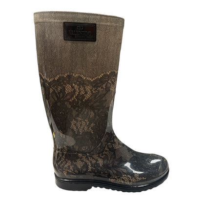 VALENTINO Rubber Lace Pattern Rain Boots - Moda Consignment