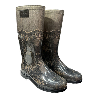 VALENTINO Rubber Lace Pattern Rain Boots - Moda Consignment