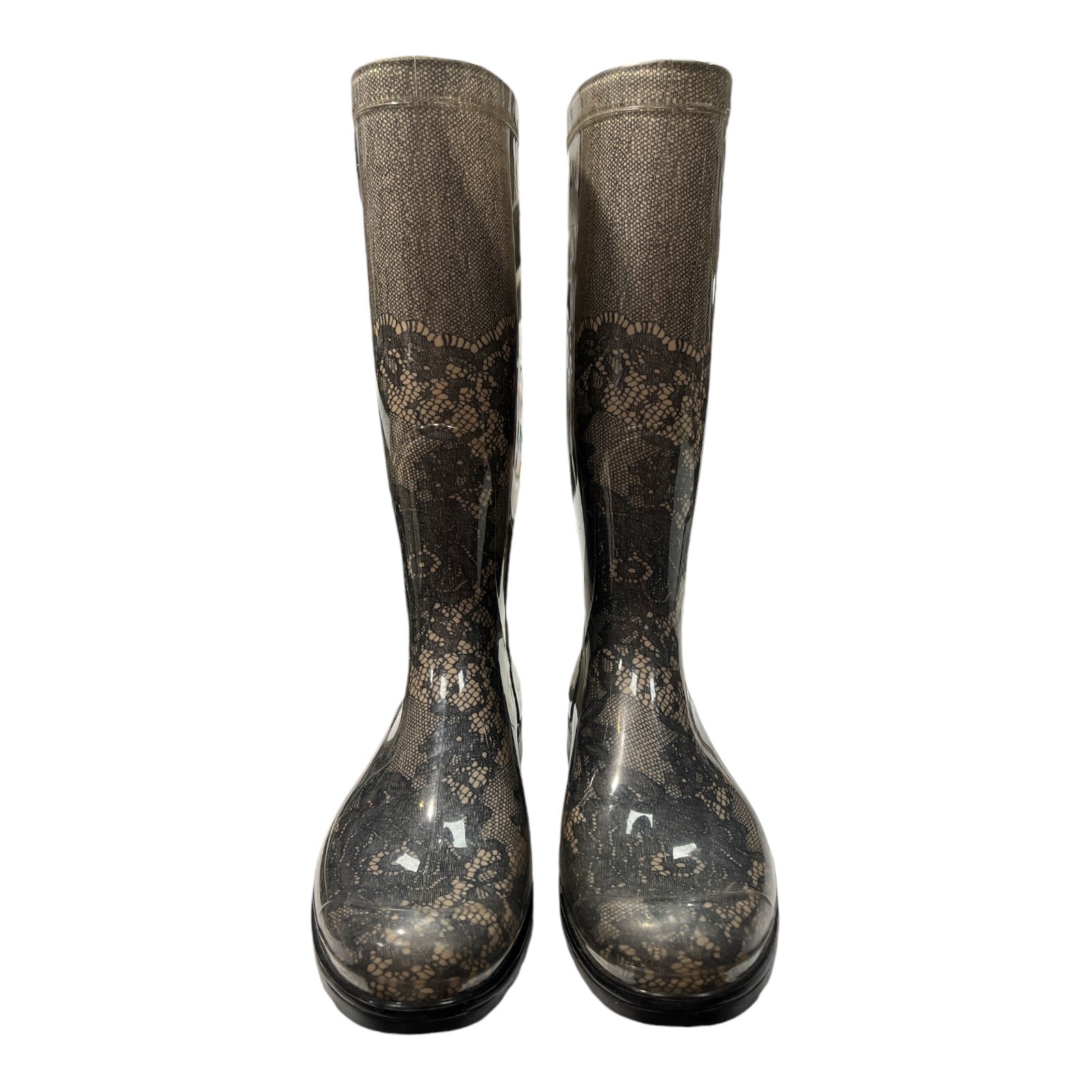 VALENTINO Rubber Lace Pattern Rain Boots - Moda Consignment