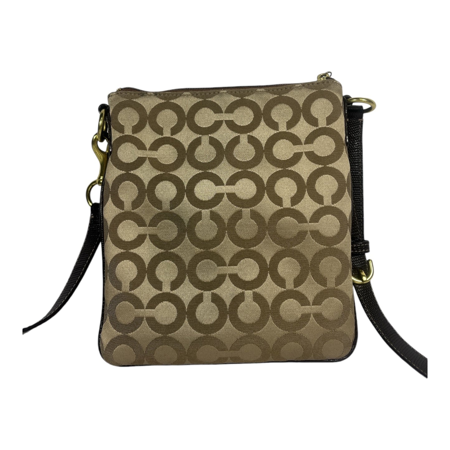 COACH Coach Beige/Brown Signature Canvas and Leather Courie Crossbody Bag - Moda Consignment