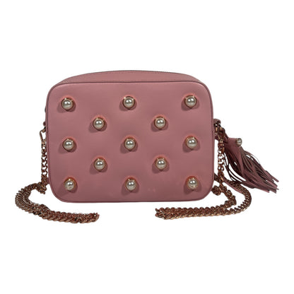 TED BAKER ALESSIA IMITATION PEARL EMBELLISHED LEATHER CROSSBODY PINK BAG - Moda Consignment