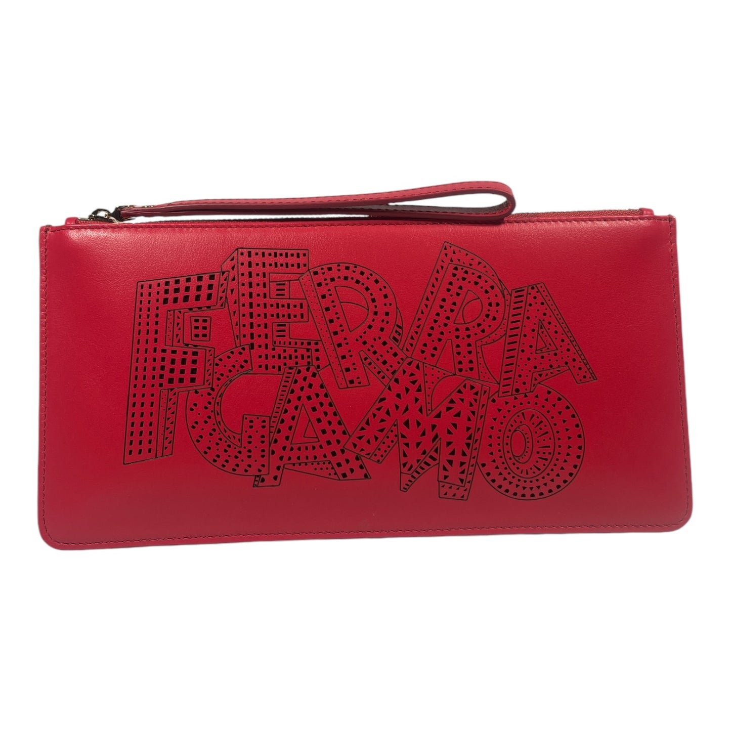 SALVATORE FERRAGAMO Laser Cut Leather Clutch - Moda Consignment