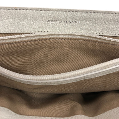 REBECCA MINKOFF Edie Flap Leather Shoulder Bag With Woven Chain In Plaster - Moda Consignment