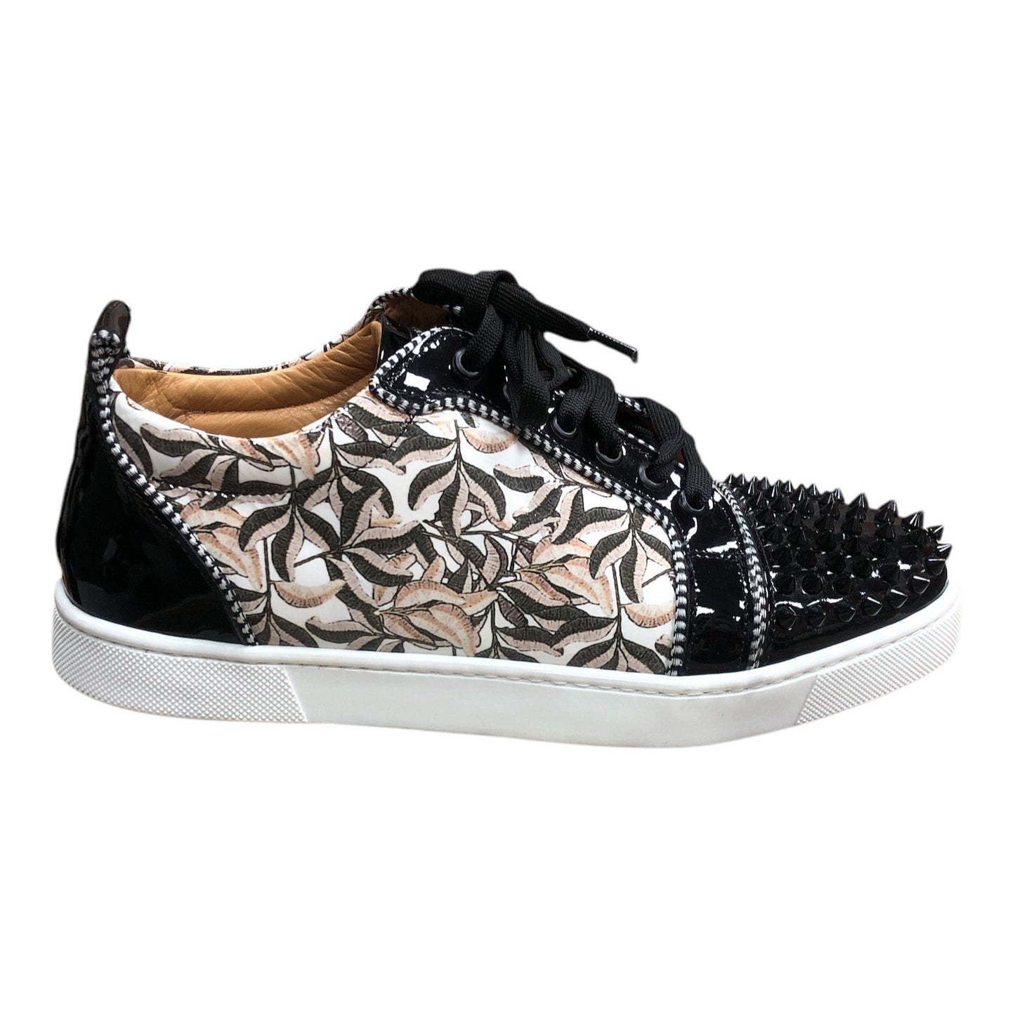 CHRISTIAN LOUBOUTIN Black Studded sneakers Sneakers With Plants Print