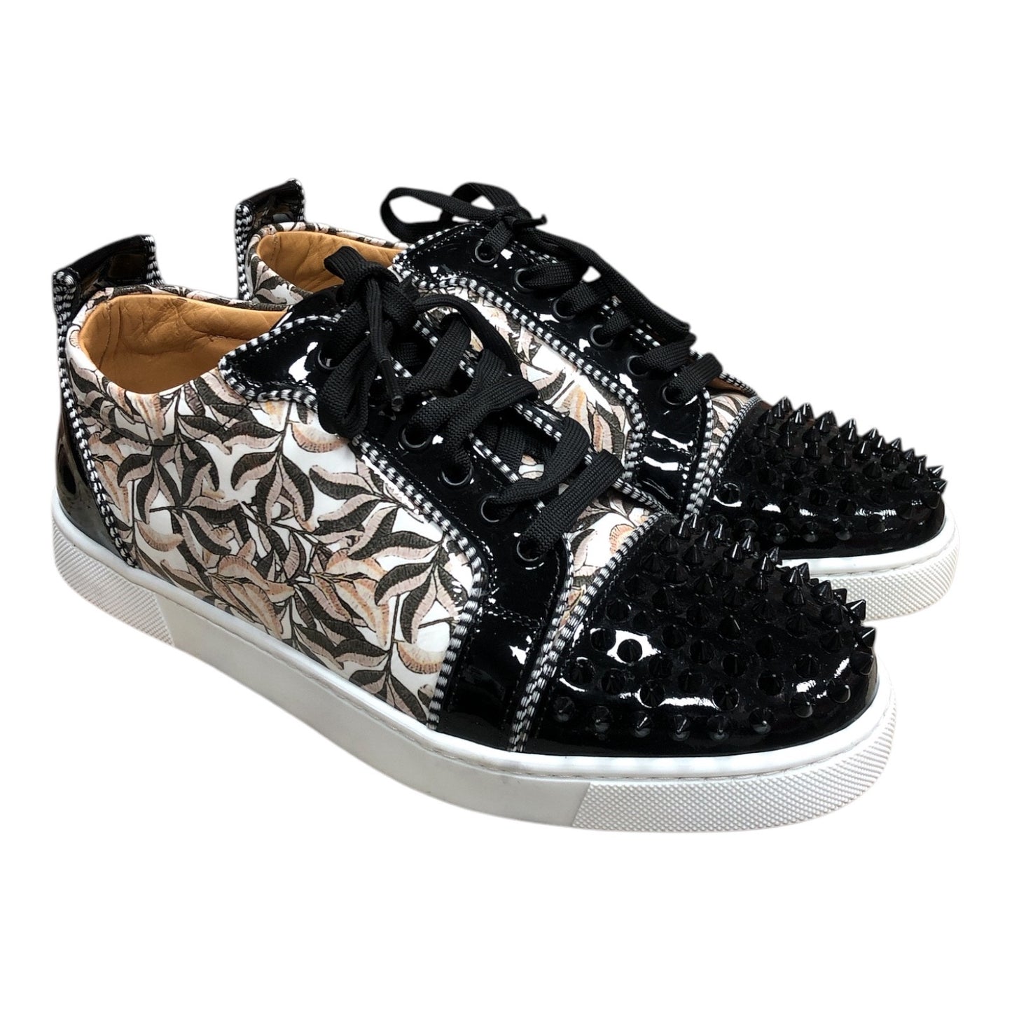 CHRISTIAN LOUBOUTIN Black Studded sneakers Sneakers With Plants Print