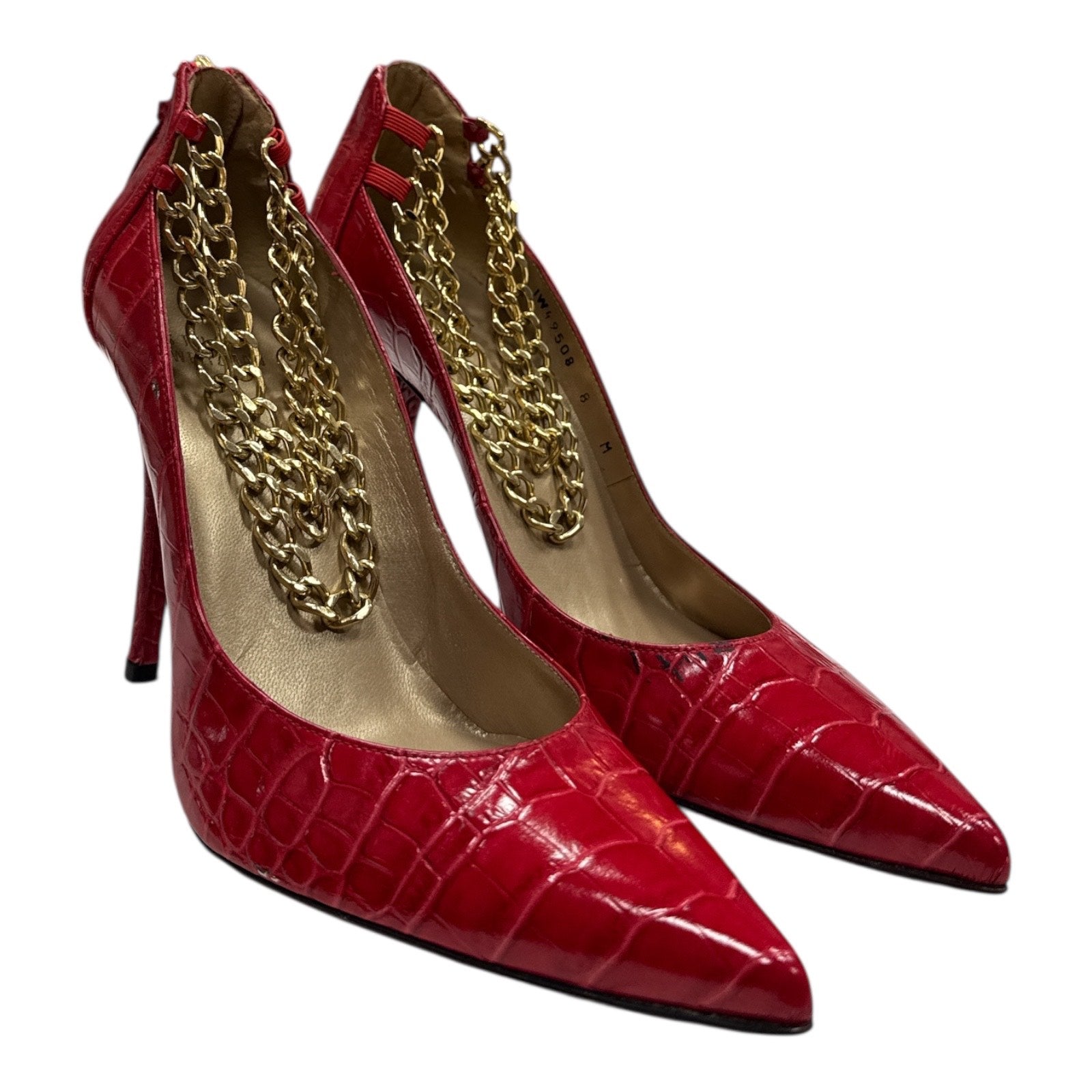 STUART WEITZMAN Embossed leather chain heel - Moda Consignment
