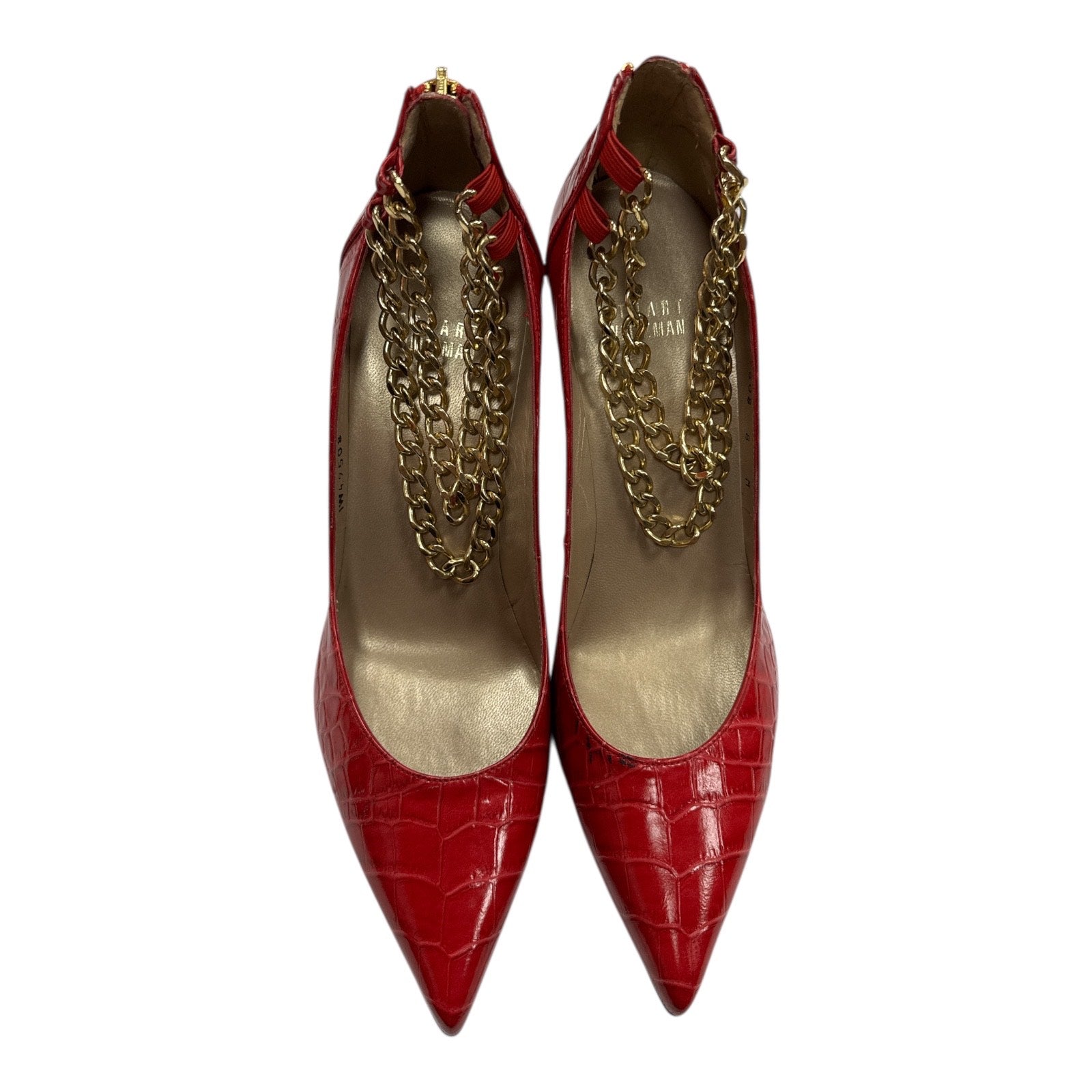 STUART WEITZMAN Embossed leather chain heel - Moda Consignment