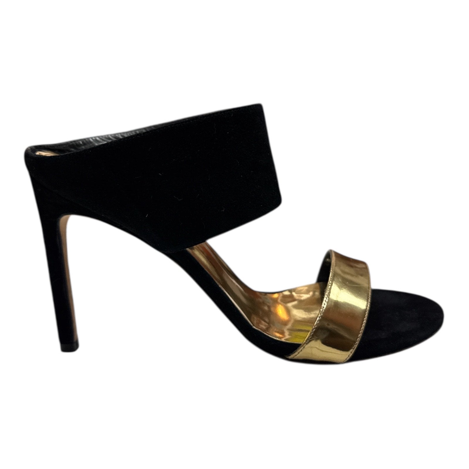 STUART WEITZMAN Metallic strap suede mule sandals - Moda Consignment