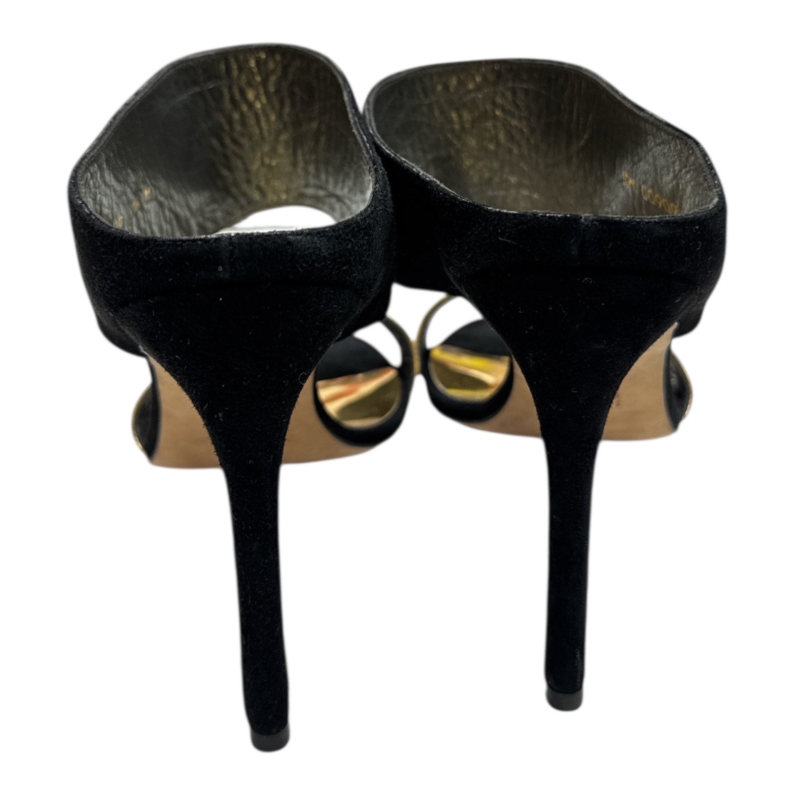 STUART WEITZMAN Metallic strap suede mule sandals - Moda Consignment