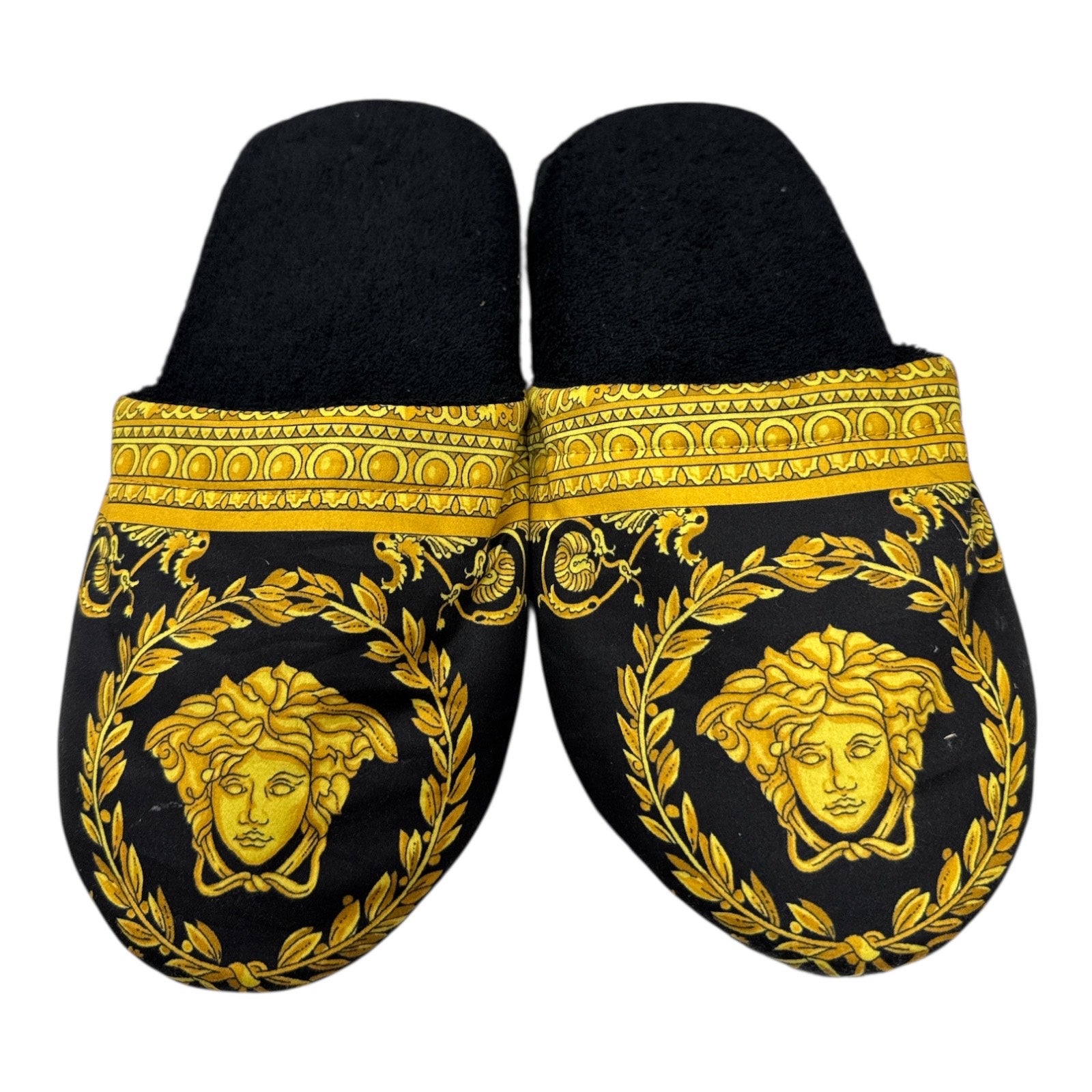 VERSACE Baroque slippers black - Moda Consignment