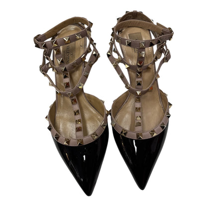 VALENTINO GARAVANI Patent rockstud ankle strap pumps - Moda Consignment