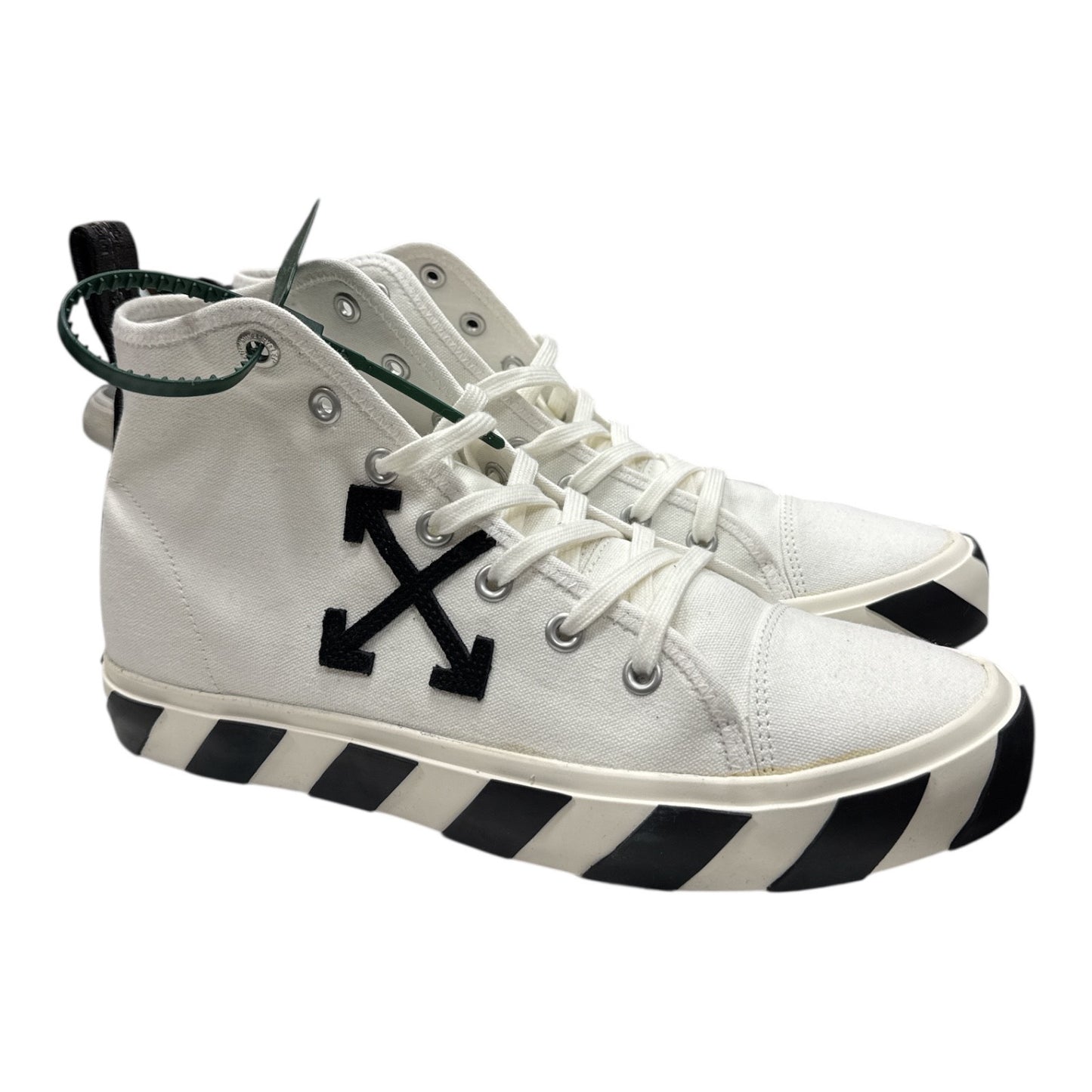 OFF-WHITE Mid Top Vulcanized Canvas White Black - Moda Consignment