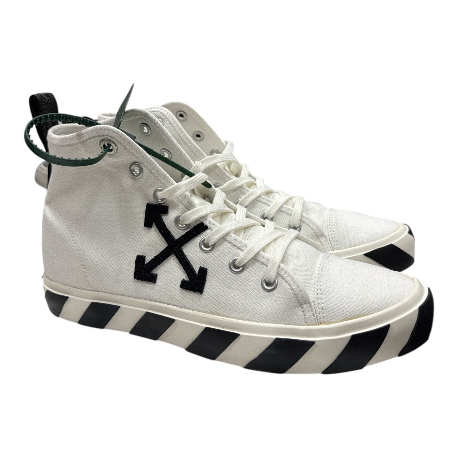 OFF-WHITE Mid Top Vulcanized Canvas White Black - Moda Consignment