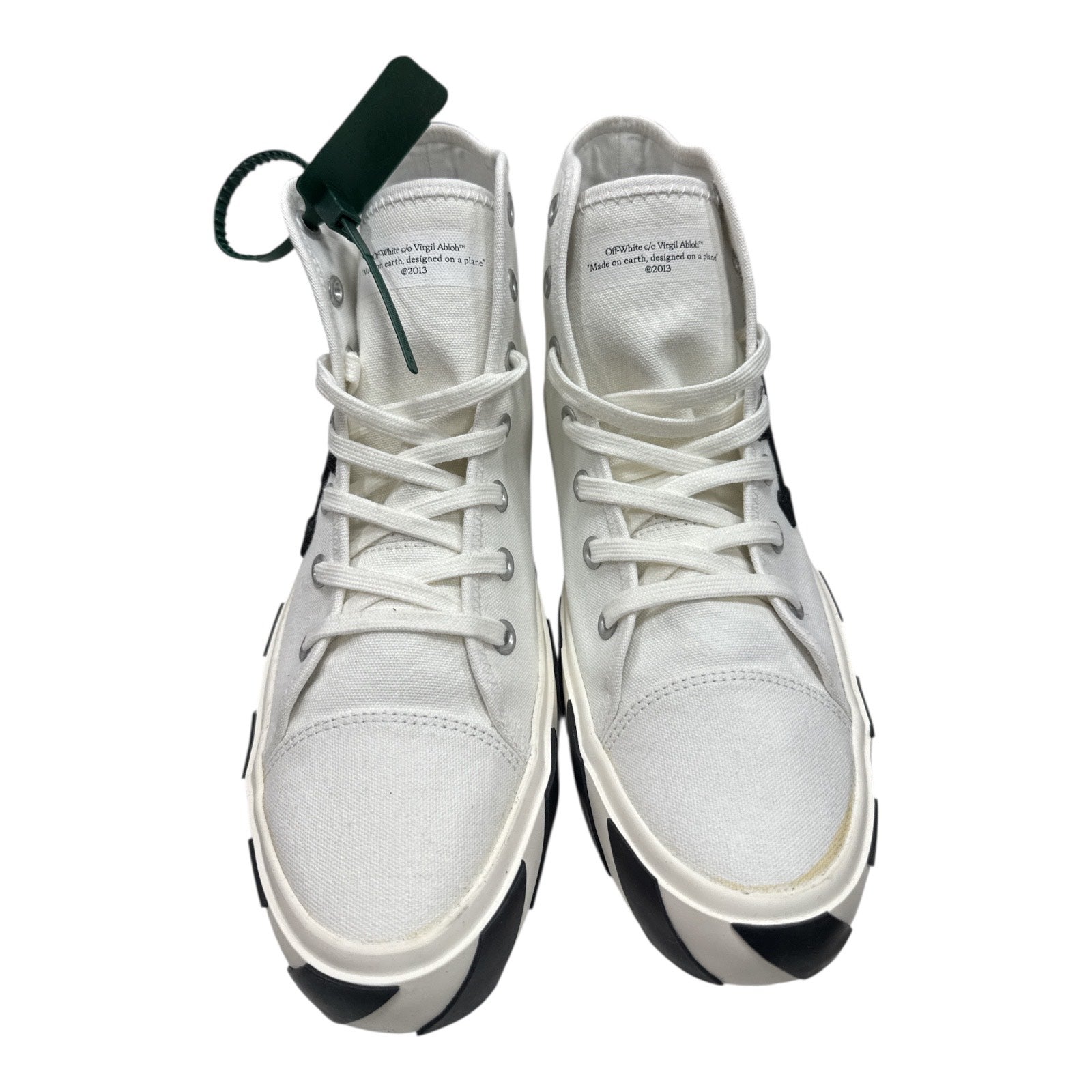 OFF-WHITE Mid Top Vulcanized Canvas White Black - Moda Consignment