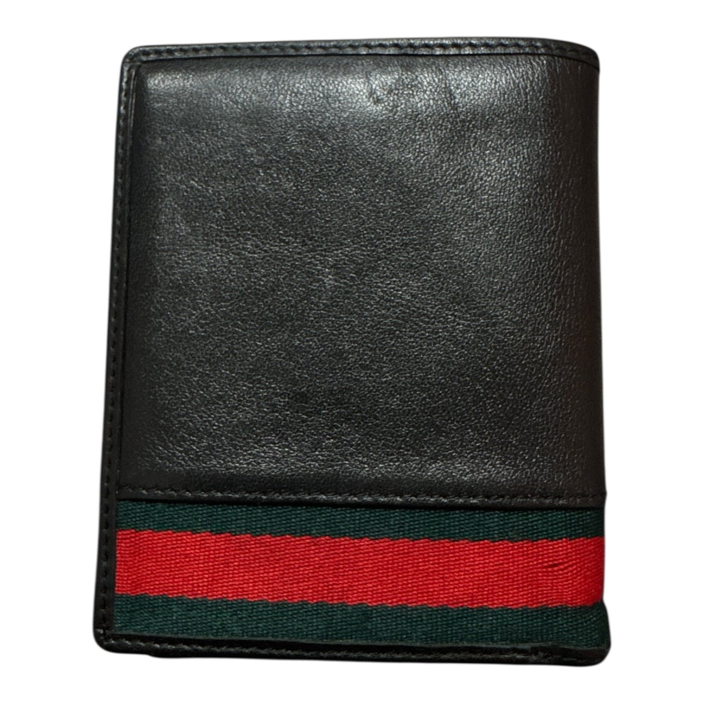 GUCCI BLACK LEATHER BIFOLD WALLET WITH WEB STRIPE DETAIL - Moda Consignment