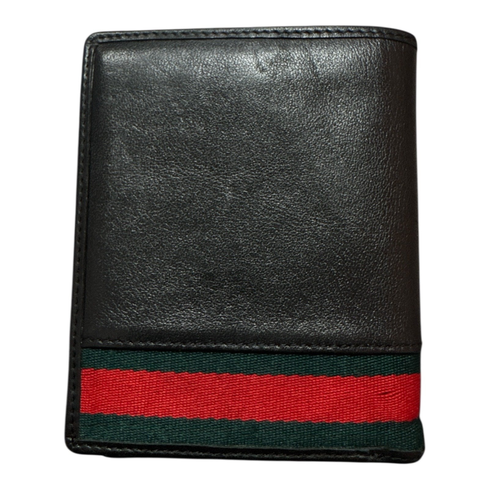 GUCCI BLACK LEATHER BIFOLD WALLET WITH WEB STRIPE DETAIL - Moda Consignment