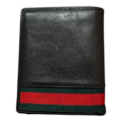 GUCCI BLACK LEATHER BIFOLD WALLET WITH WEB STRIPE DETAIL - Moda Consignment