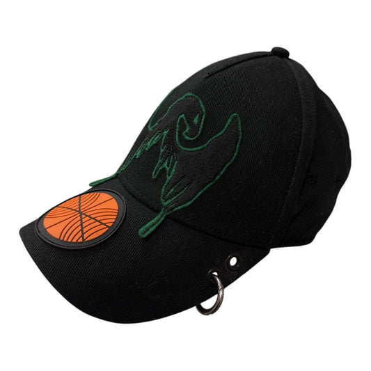 DIESEL BLACK CAP WITH EMBROIDERED LOGO AND RING DETAIL - Moda Consignment