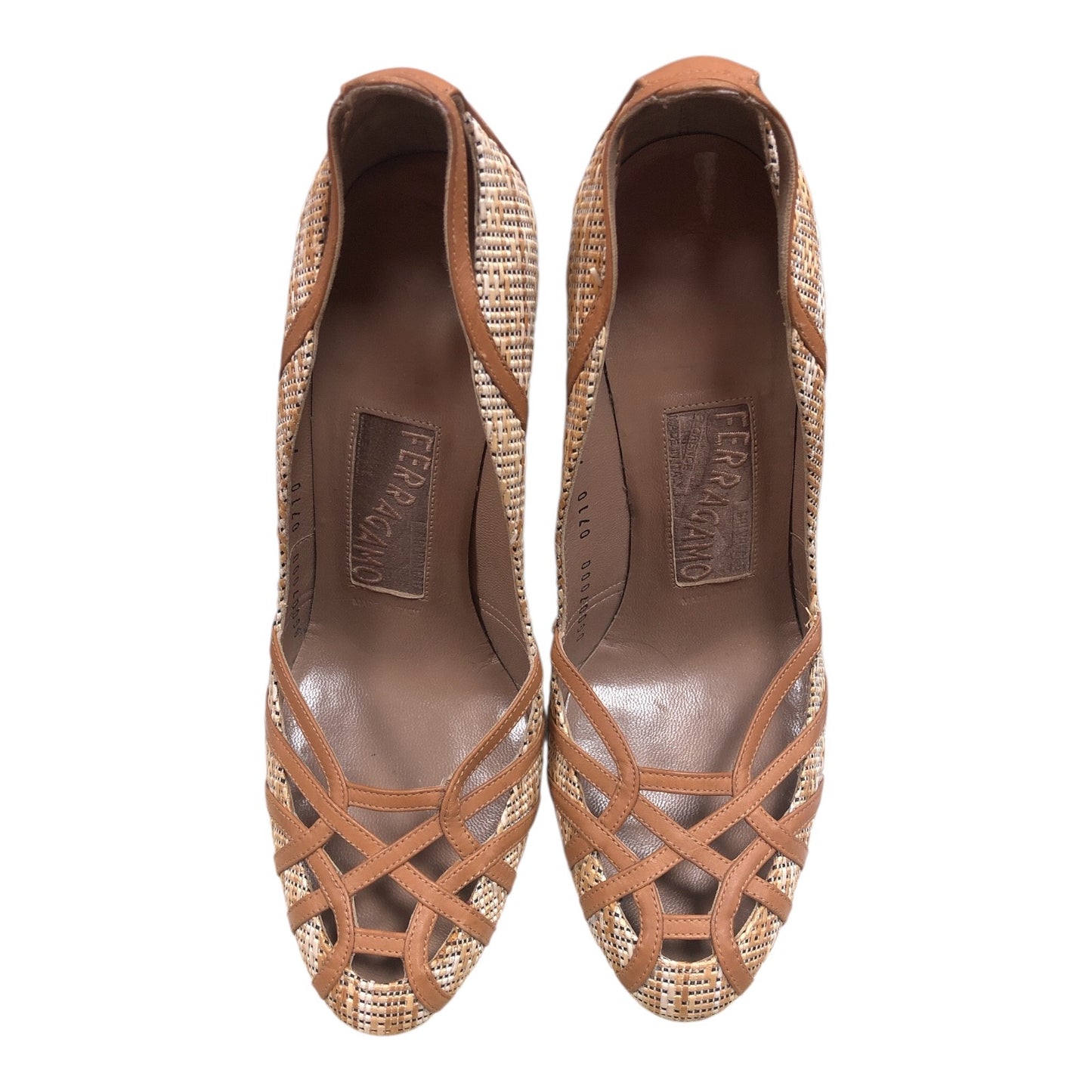 SALVATORE FERRAGAMO Beige Straw Heels - Moda Consignment
