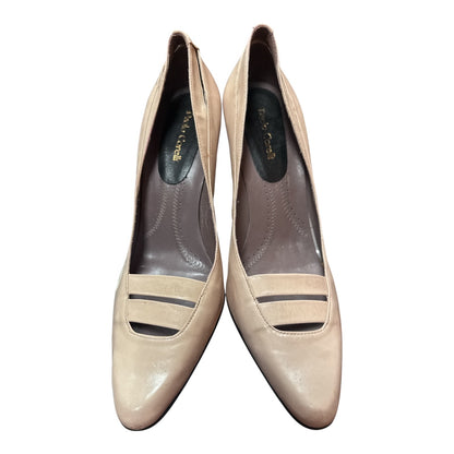 PAOLO CORELLI NUDE LEATHER OPEN TOE CUTOUT PUMPS - Moda Consignment