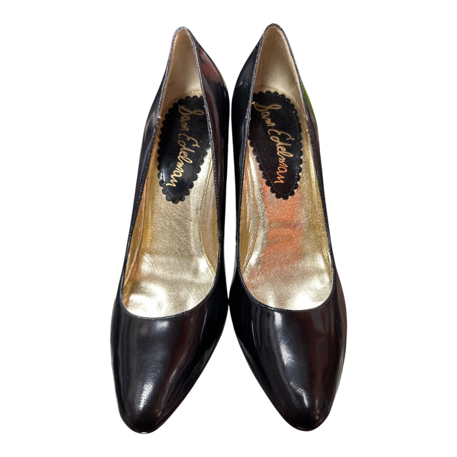 SAM EDELMAN BLACK PATENT LEATHER POINTED TOE STILETTO PUMPS - Moda Consignment