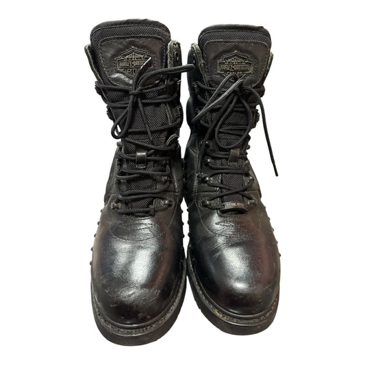 HARLEY DAVIDSON BLACK LEATHER MOTORCYCLE BOOTS - Moda Consignment