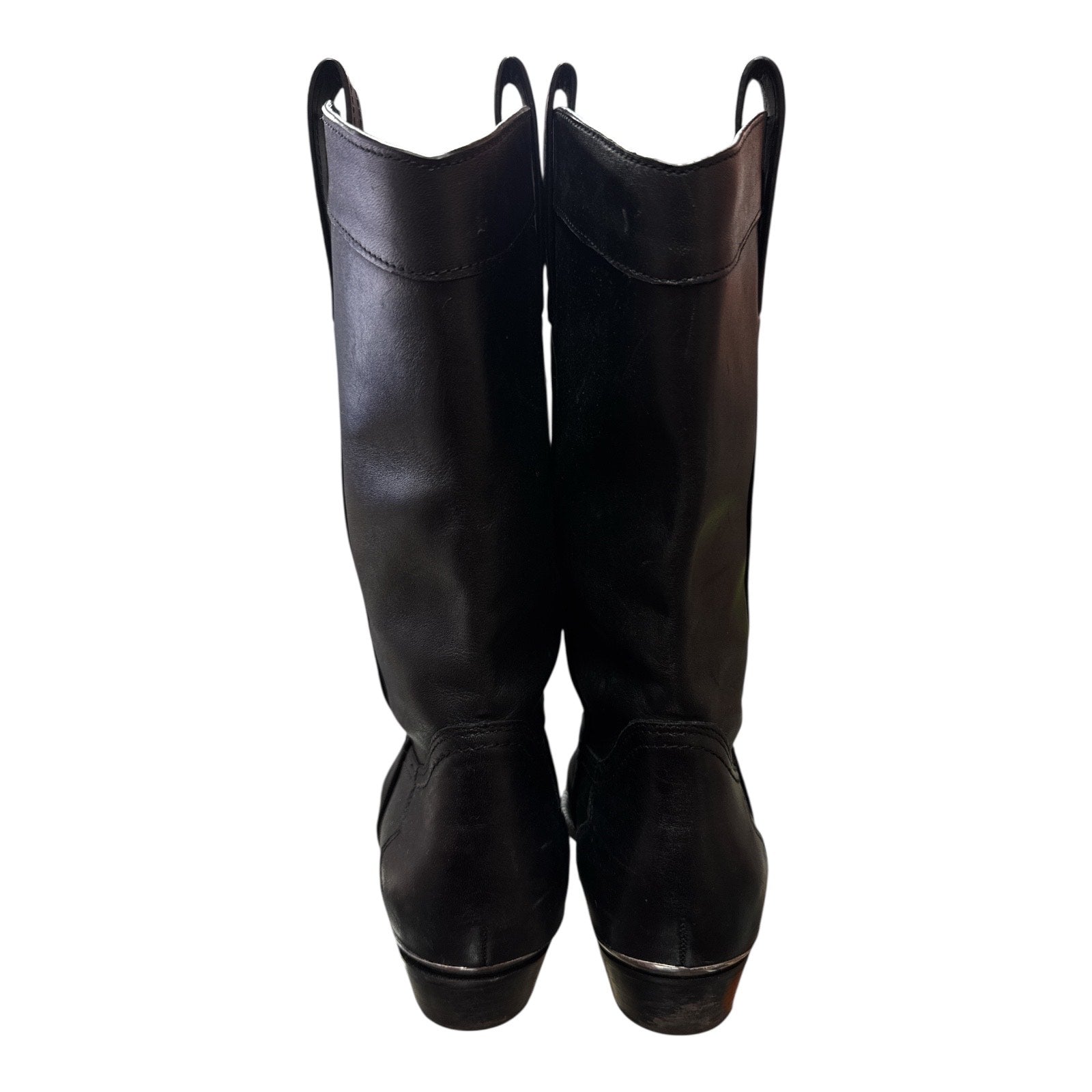 DKNY BLACK LEATHER WESTERN COWBOY BOOTS - Moda Consignment