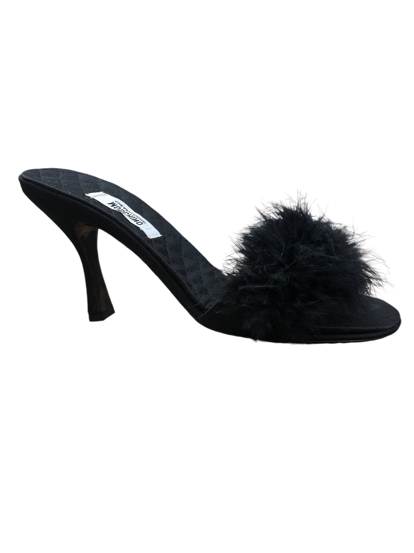 MOSCHINO black feather sandals heels