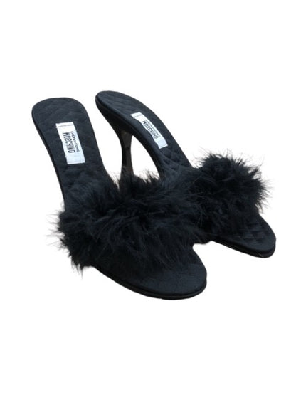 MOSCHINO black feather sandals heels