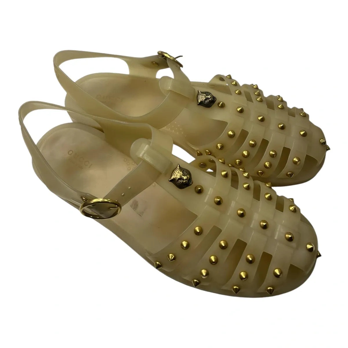 GUCCI studded gladiator rubber sandals - Moda Consignment